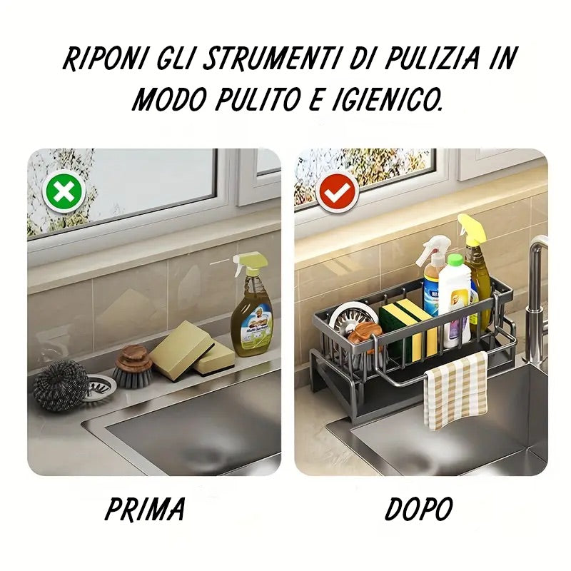 Organizer Salvaspazio Multiuso per Lavello – Porta Spugne e Detergenti